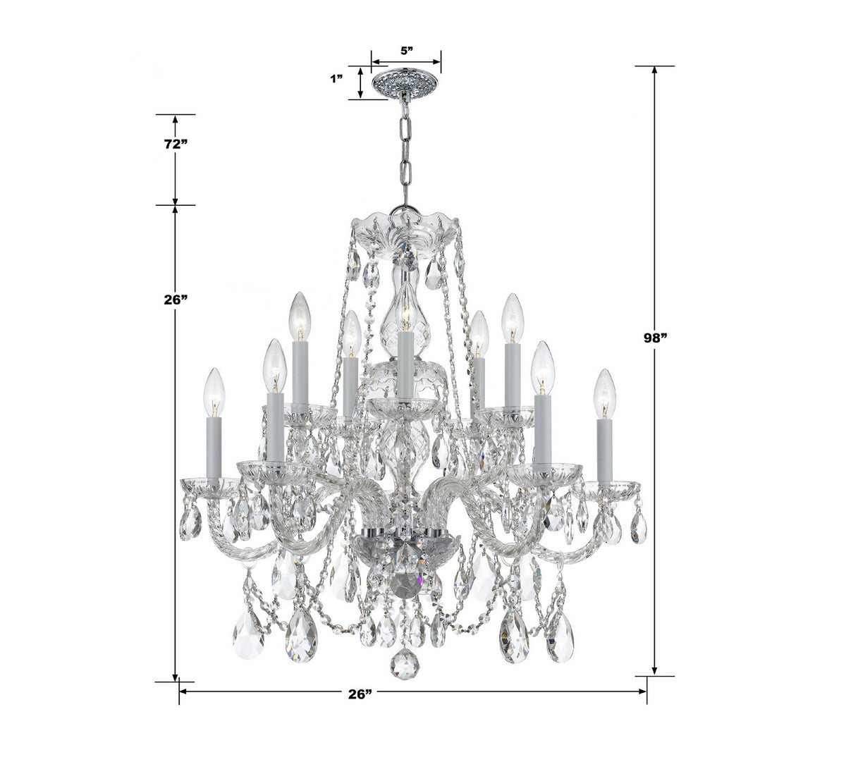 Crystorama - 1130-CH-CL-SAQ - Dix Lumières Suspendu - Cristal traditionnel - Chrome poli
