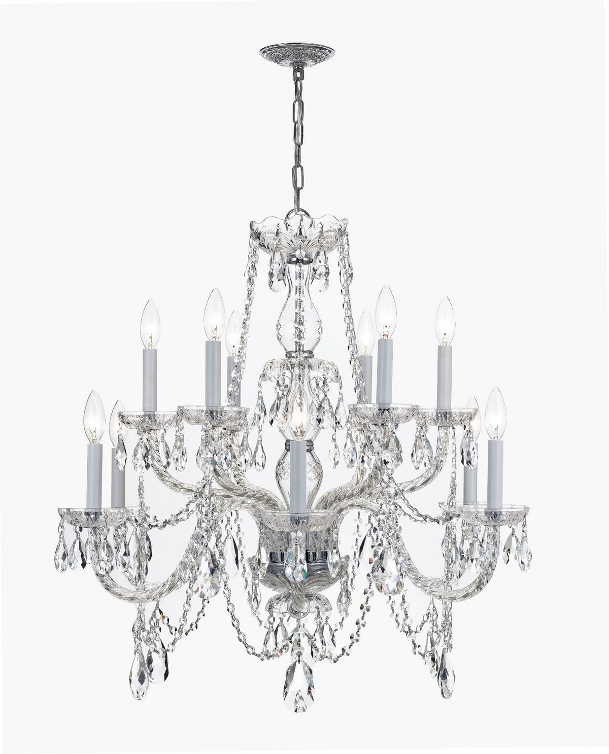 Crystorama - 1135-CH-CL-SAQ - 12 Lumières Suspendu - Cristal traditionnel - Chrome poli