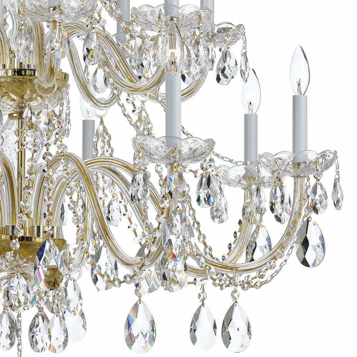 Crystorama - 1139-PB-CL-MWP - 16 Lumières Suspendu - Cristal traditionnel - Laiton poli