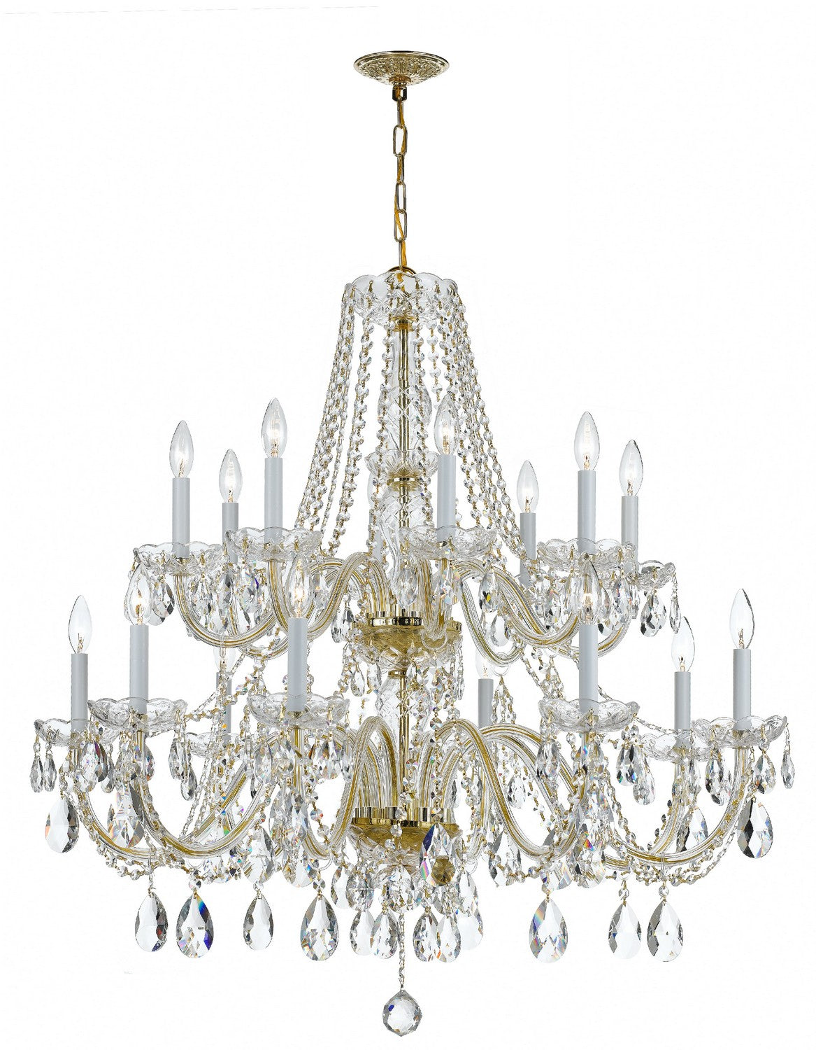 Crystorama - 1139-PB-CL-SAQ - 16 Lumières Suspendu - Cristal traditionnel - Laiton poli