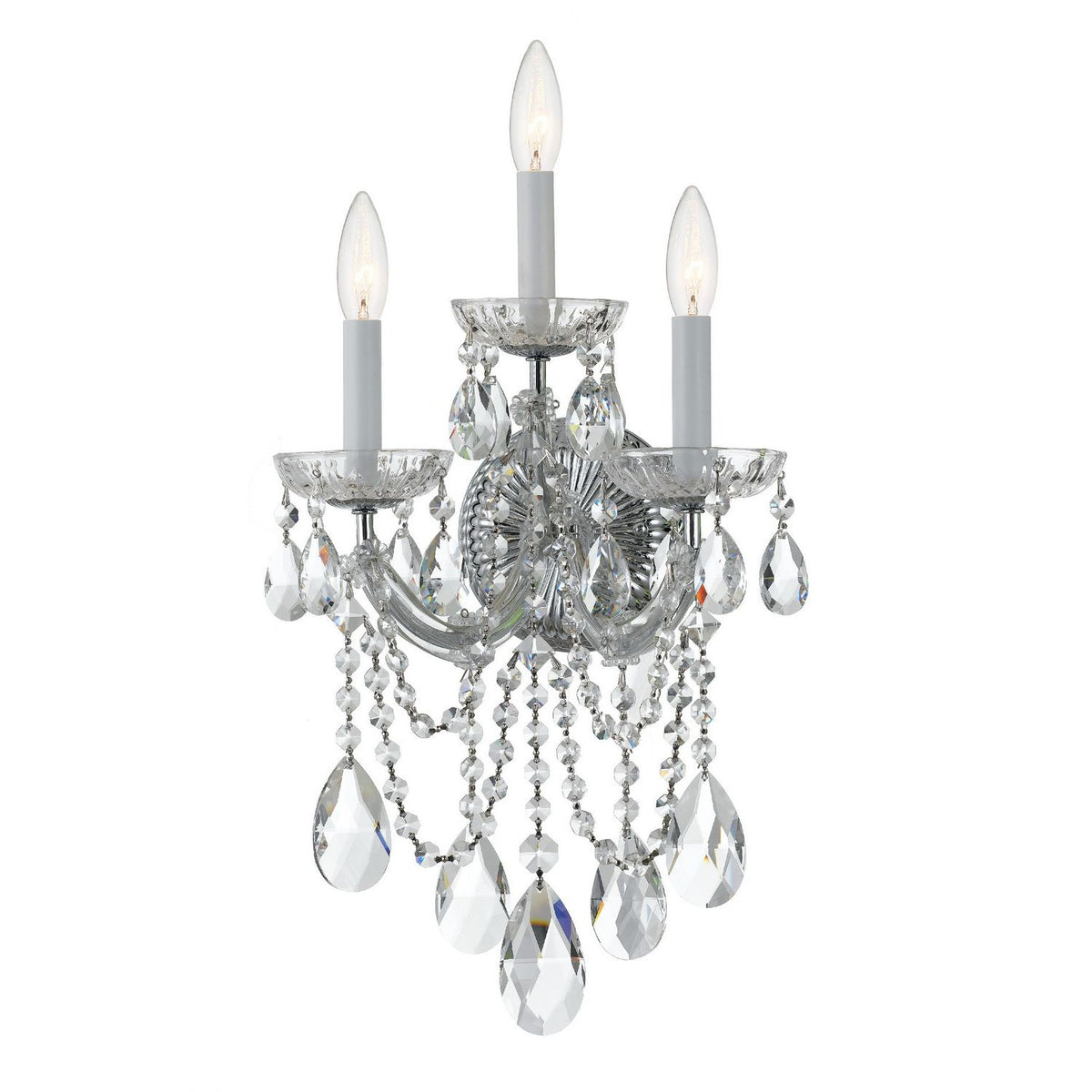 Crystorama - 4423-CH-CL-S - Three Light Wall Sconce - Maria Theresa - Polished Chrome