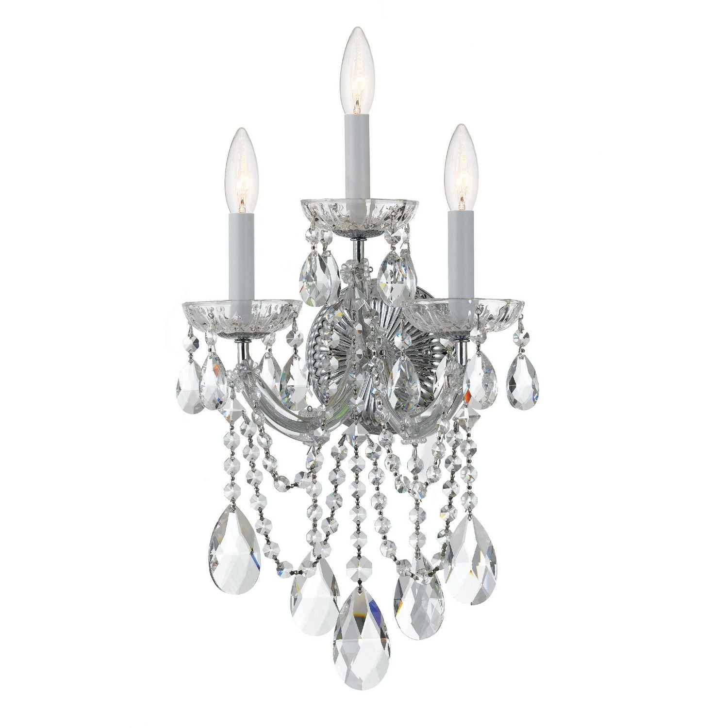 Crystorama - 4423-CH-CL-SAQ - Three Light Wall Sconce - Maria Theresa - Polished Chrome