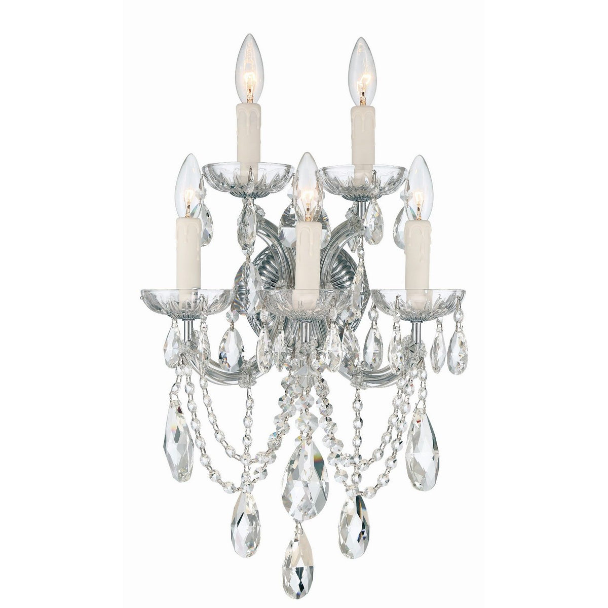 Crystorama - 4425-CH-CL-S - Five Light Wall Sconce - Maria Theresa - Polished Chrome