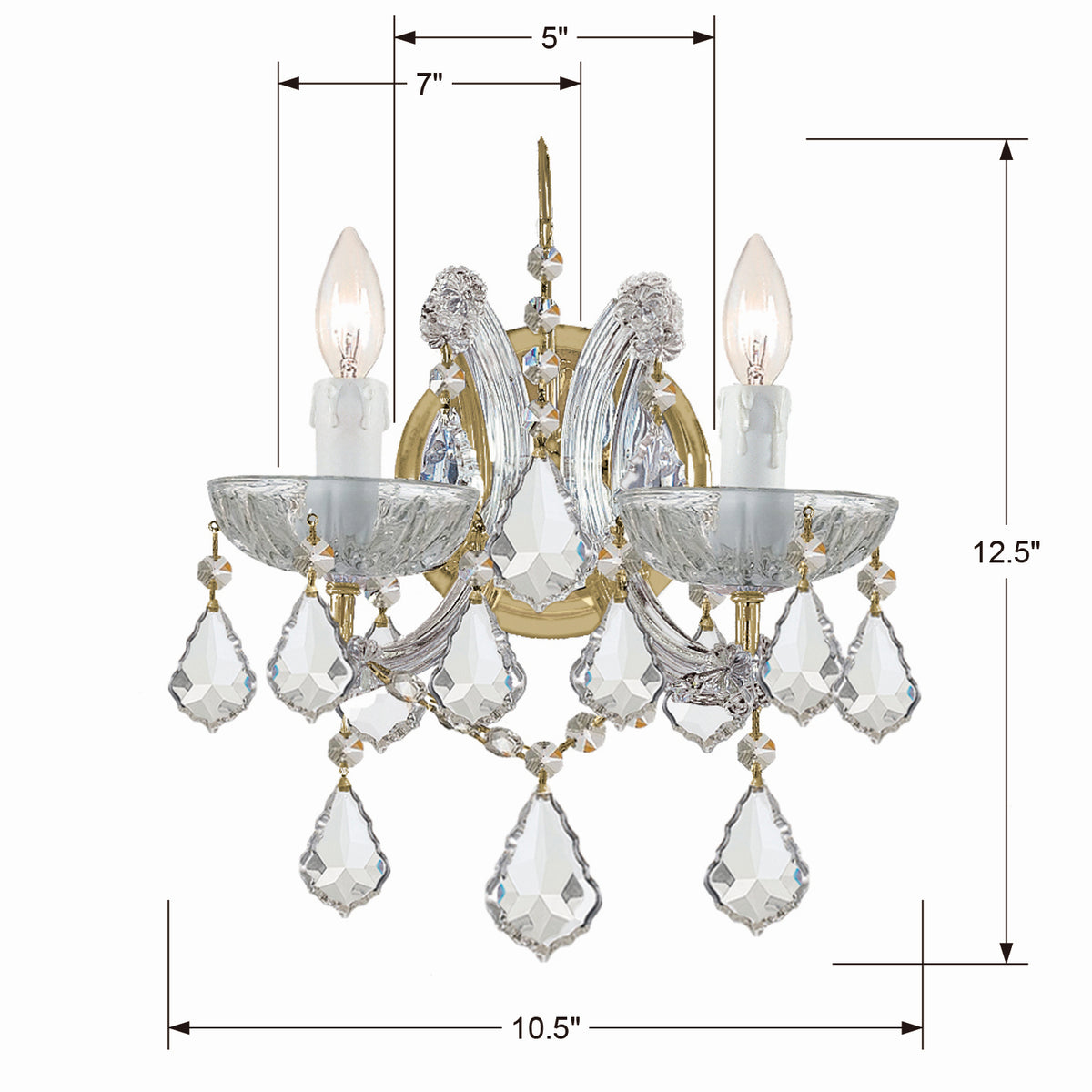 Crystorama - 4472-GD-CL-S - Deux lumières Murale - Marie-Thérèse - Or