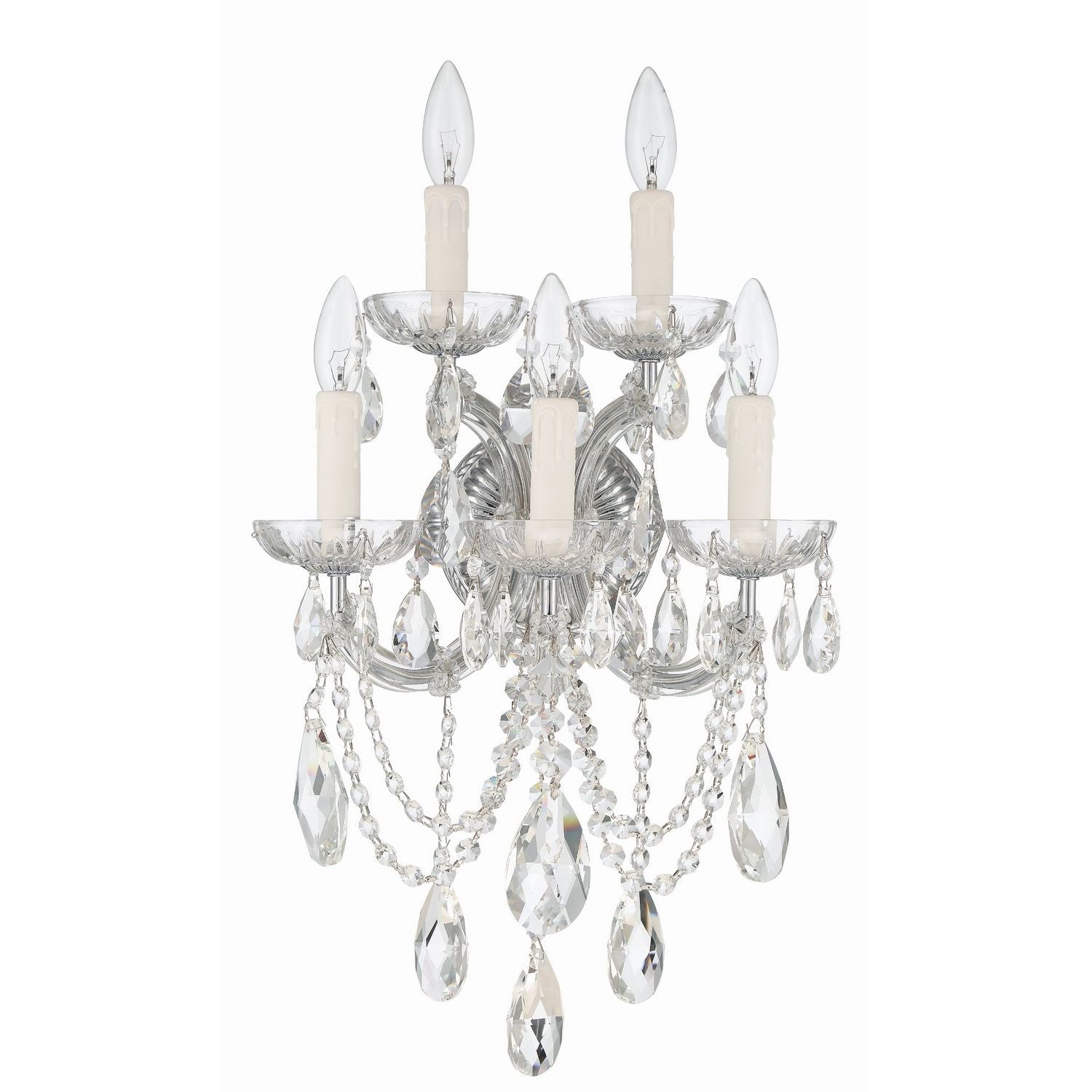 Crystorama - 4425-CH-CL-MWP - Five Light Wall Sconce - Maria Theresa - Polished Chrome
