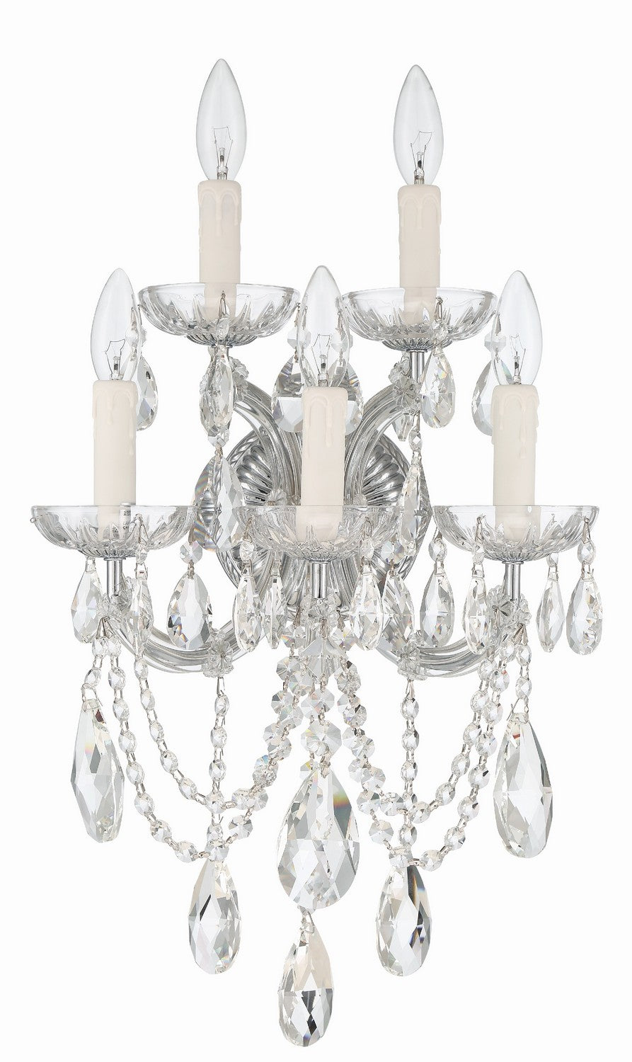 Crystorama - 4425-CH-CL-MWP - Cinq lumières Murale - Maria Theresa - Chrome poli