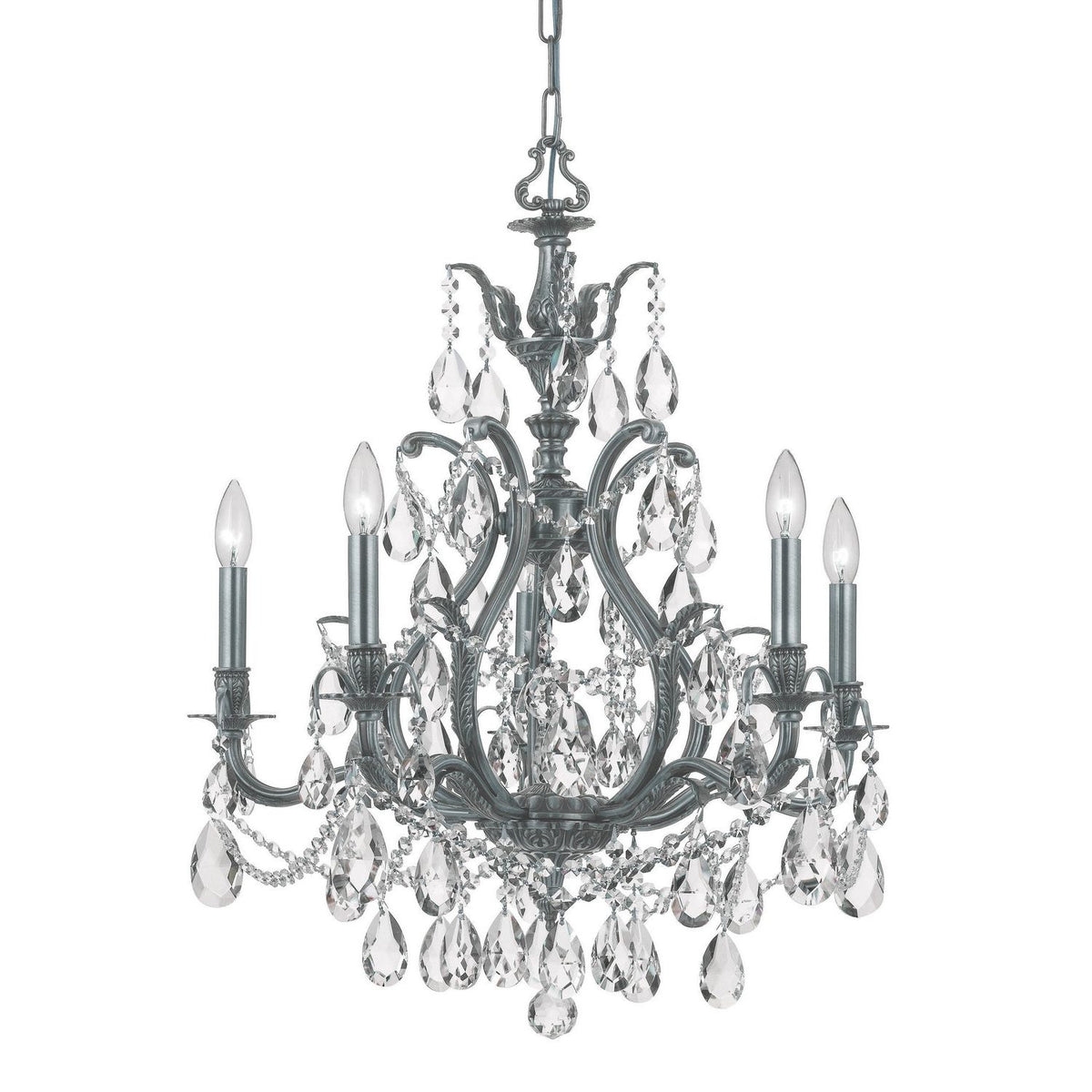 Crystorama - 5575-PW-CL-MWP - Five Light Chandelier - Dawson - Pewter