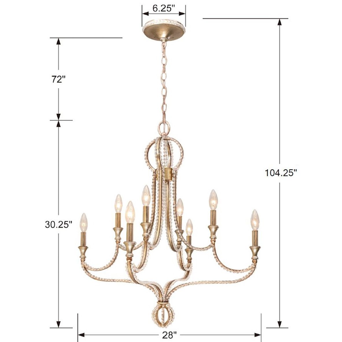 Crystorama - 6768-DT - Huit Lumières Suspendu - Guirlande - Crépuscule angoissé