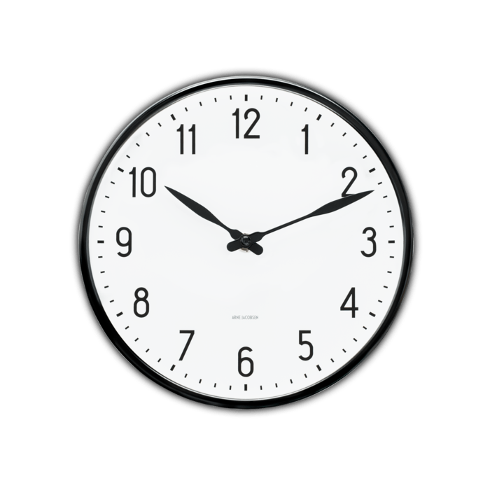 Horloge murale Arne Jacobsen Clocks 43633 Station, blanc/noir