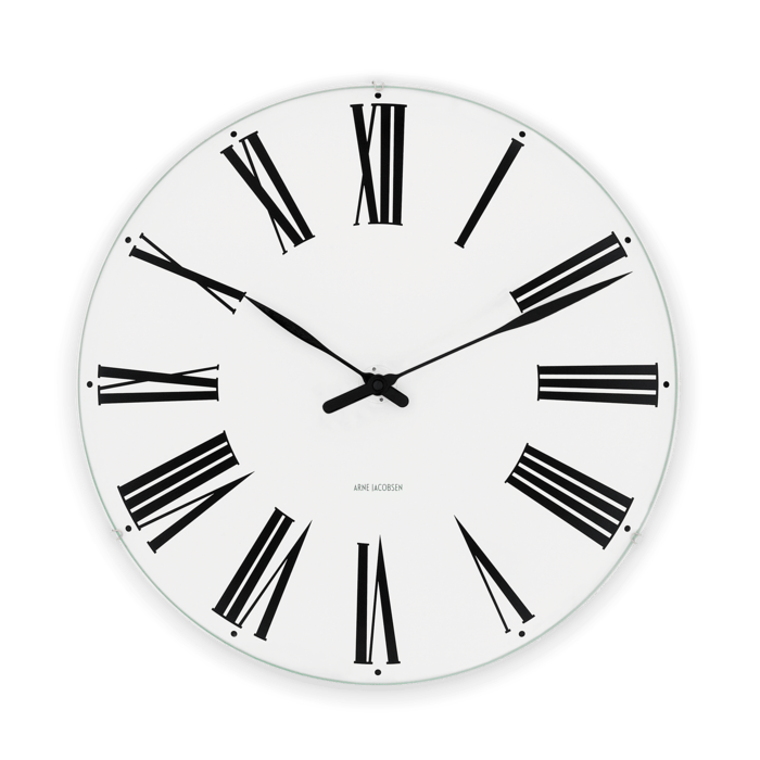 Horloge murale romaine Arne Jacobsen Clocks 43642, blanc/noir