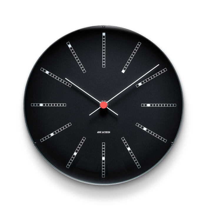Horloge murale Arne Jacobsen Clocks 43646 de style banquier, noire