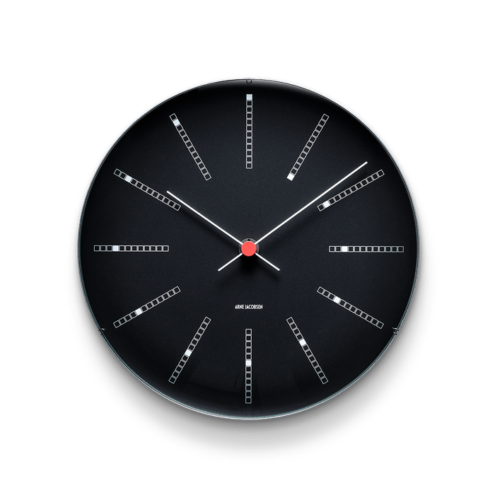 Horloge murale Arne Jacobsen Clocks 43636 de style banquier, noire