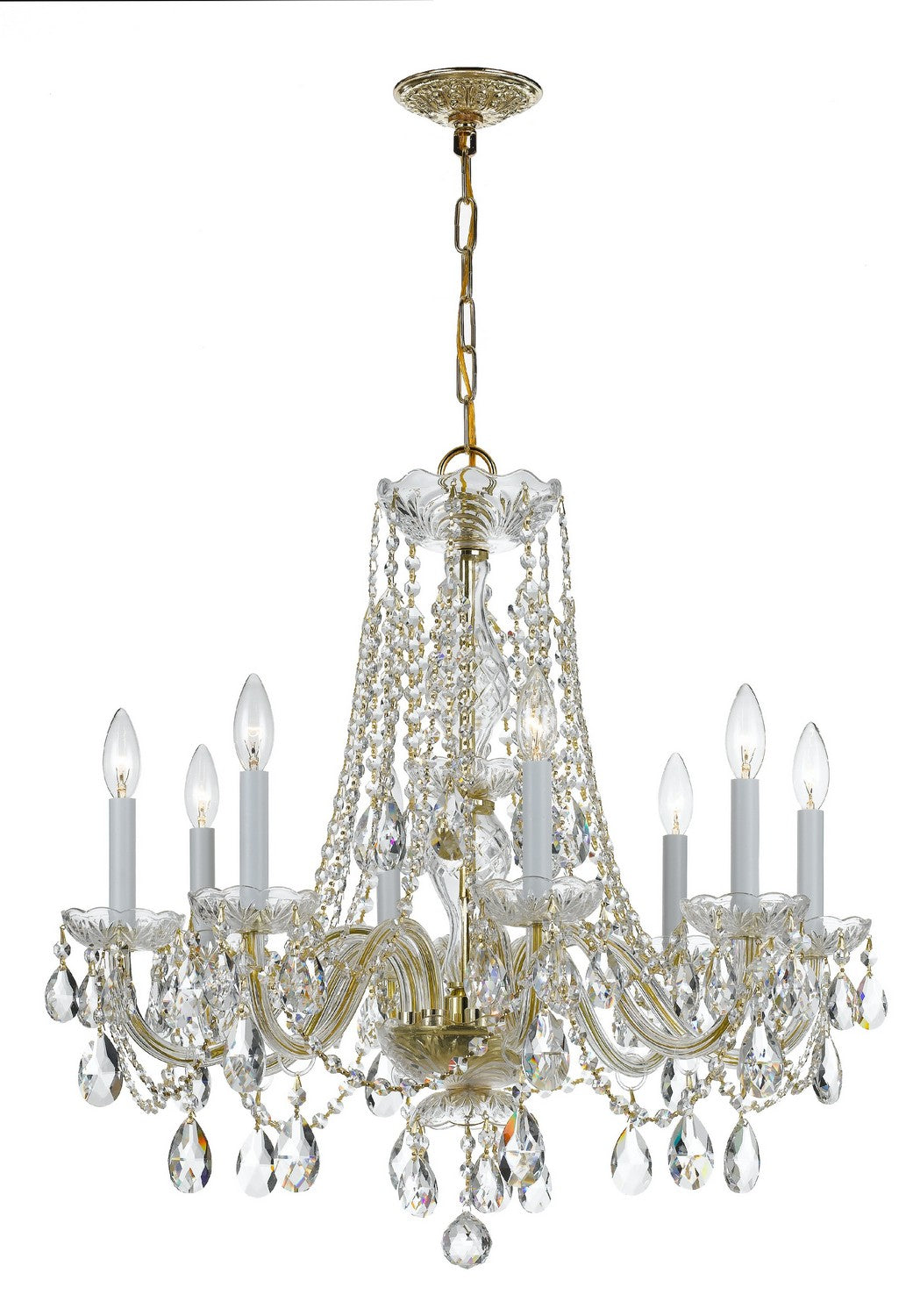 Crystorama - 1138-PB-CL-S - Huit lumières Suspendu - Cristal traditionnel - Laiton poli