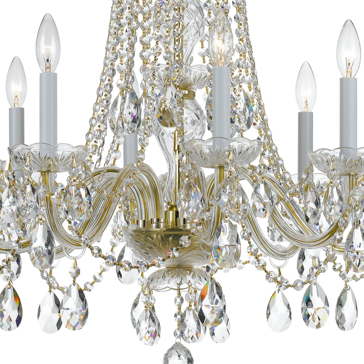 Crystorama - 1138-PB-CL-SAQ - Huit Lumières Suspendu - Cristal traditionnel - Laiton poli