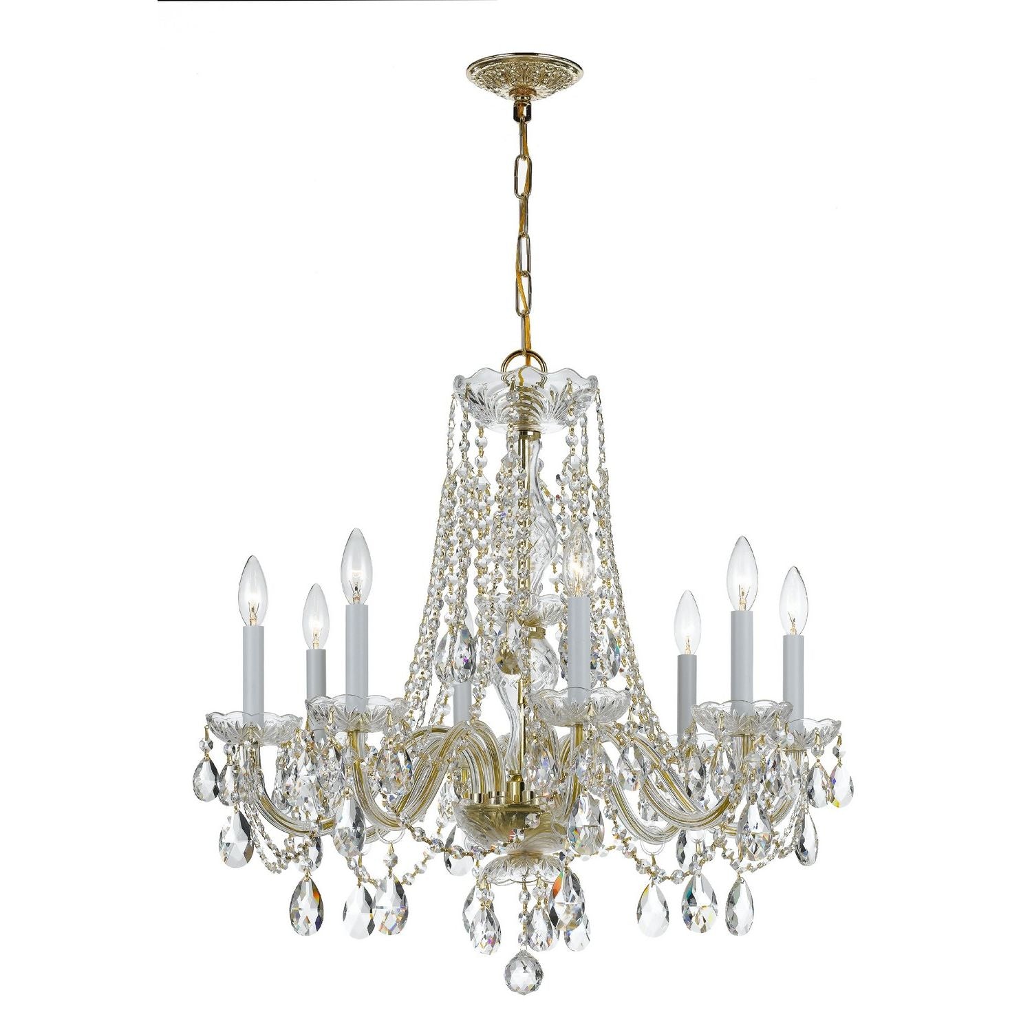 Crystorama - 1138-PB-CL-SAQ - Eight Light Chandelier - Traditional Crystal - Polished Brass