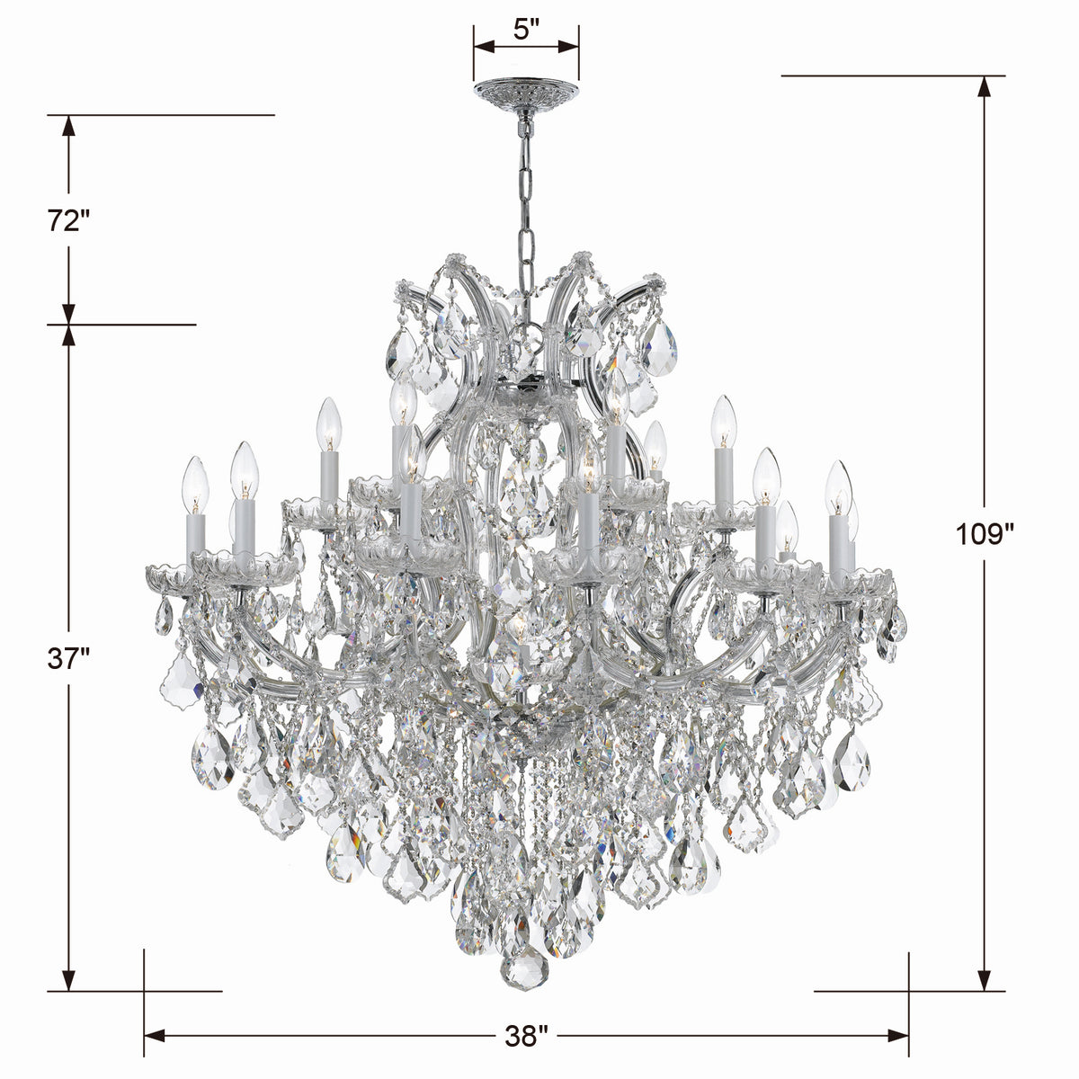 Crystorama - 4418-CH-CL-MWP - 19 Lumière Suspendu - Maria Theresa - Chrome poli
