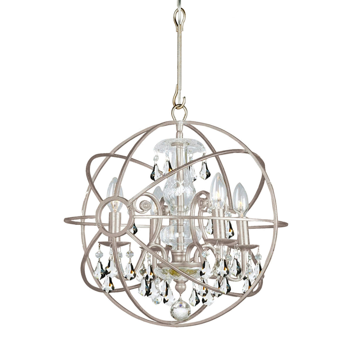 Crystorama - 9025-OS-CL-MWP - Mini lampe à quatre branches Suspendu - Solaris - Vieil Argent
