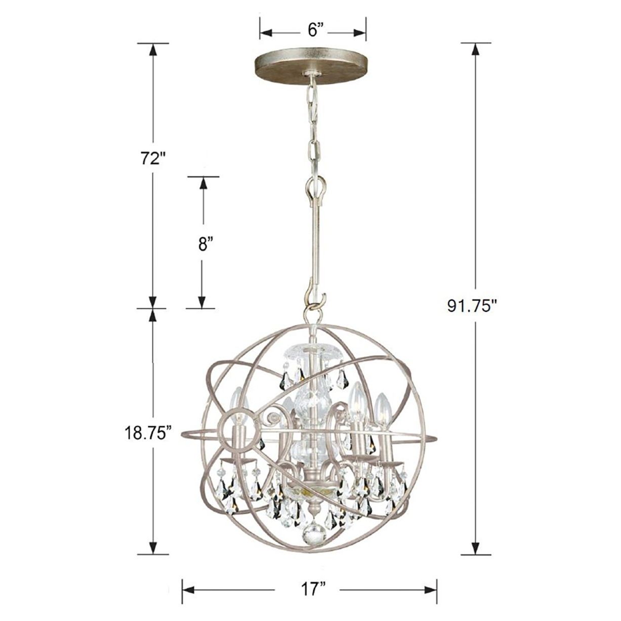 Crystorama - 9025-OS-CL-MWP - Four Light Mini Chandelier - Solaris - Olde Silver
