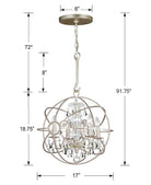 Crystorama - 9025-OS-CL-MWP - Mini lampe à quatre branches Suspendu - Solaris - Vieil Argent