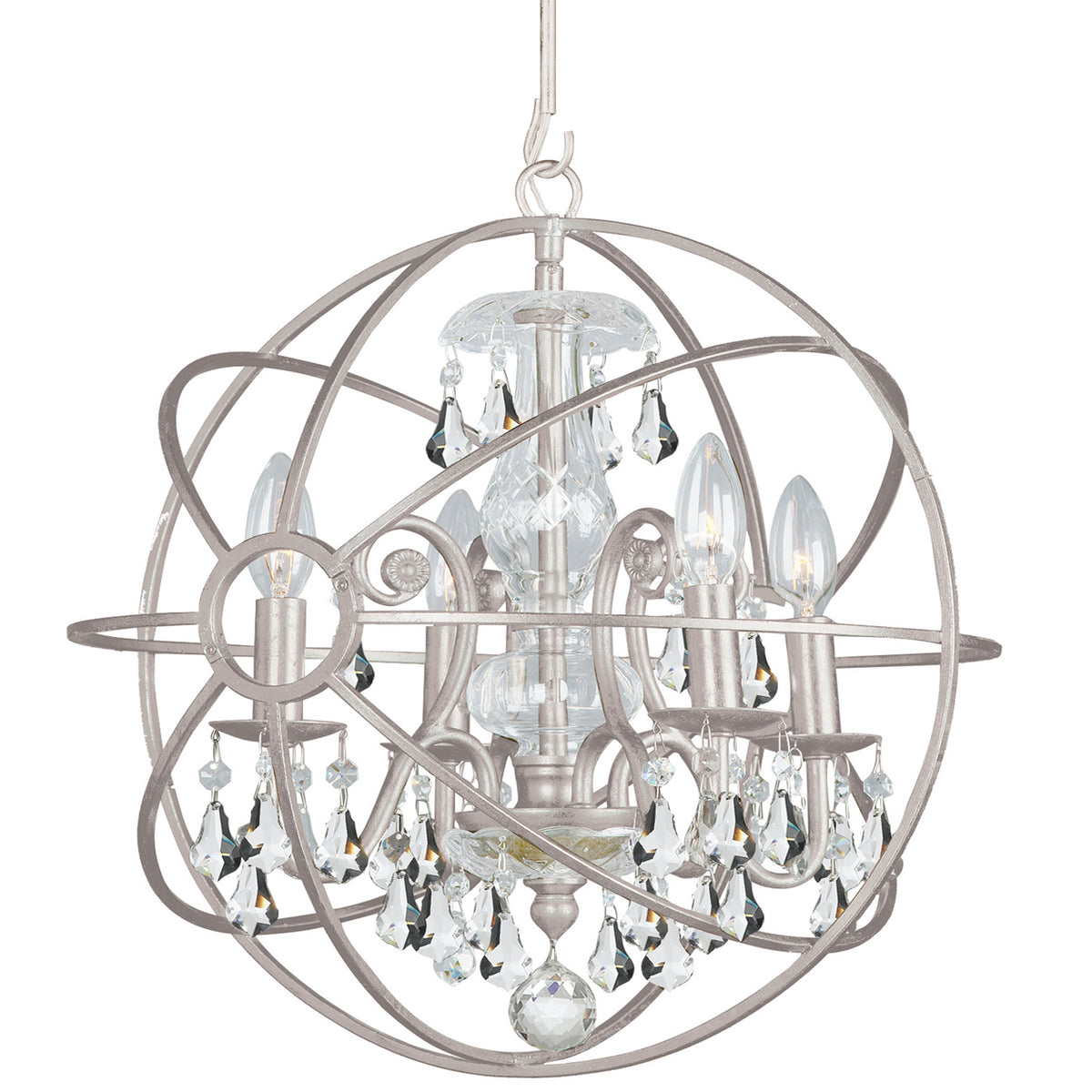 Crystorama - 9025-OS-CL-MWP - Mini lampe à quatre branches Suspendu - Solaris - Vieil Argent