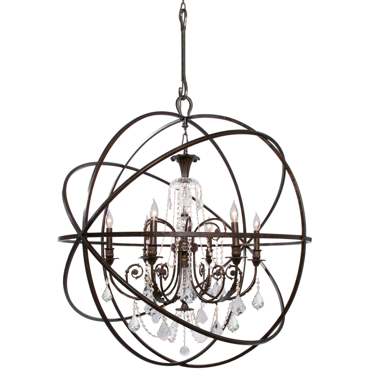 Crystorama - 9219-EB-CL-S - Six lumières Suspendu - Solaris - Bronze anglais