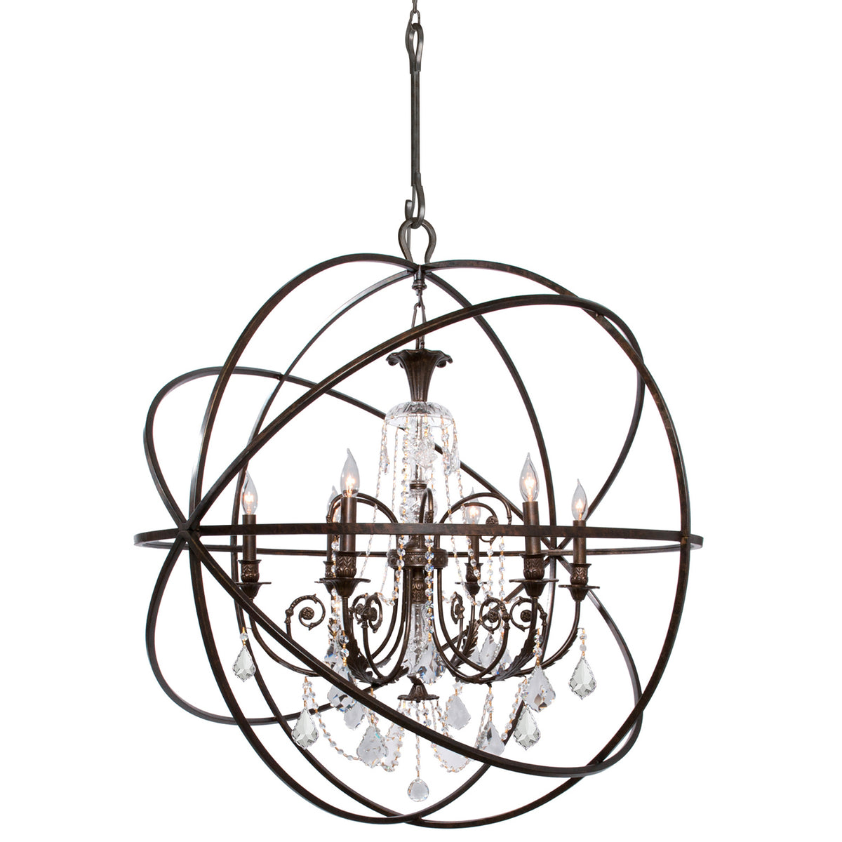 Crystorama - 9219-EB-CL-SAQ - Six lumières Suspendu - Solaris - Bronze anglais
