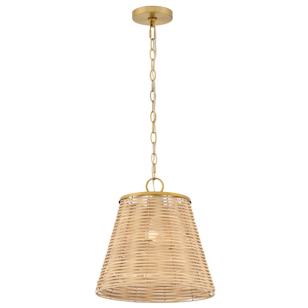 Lark 83217LCB Brynn Woven Shade Pendant in Lacquered Brass