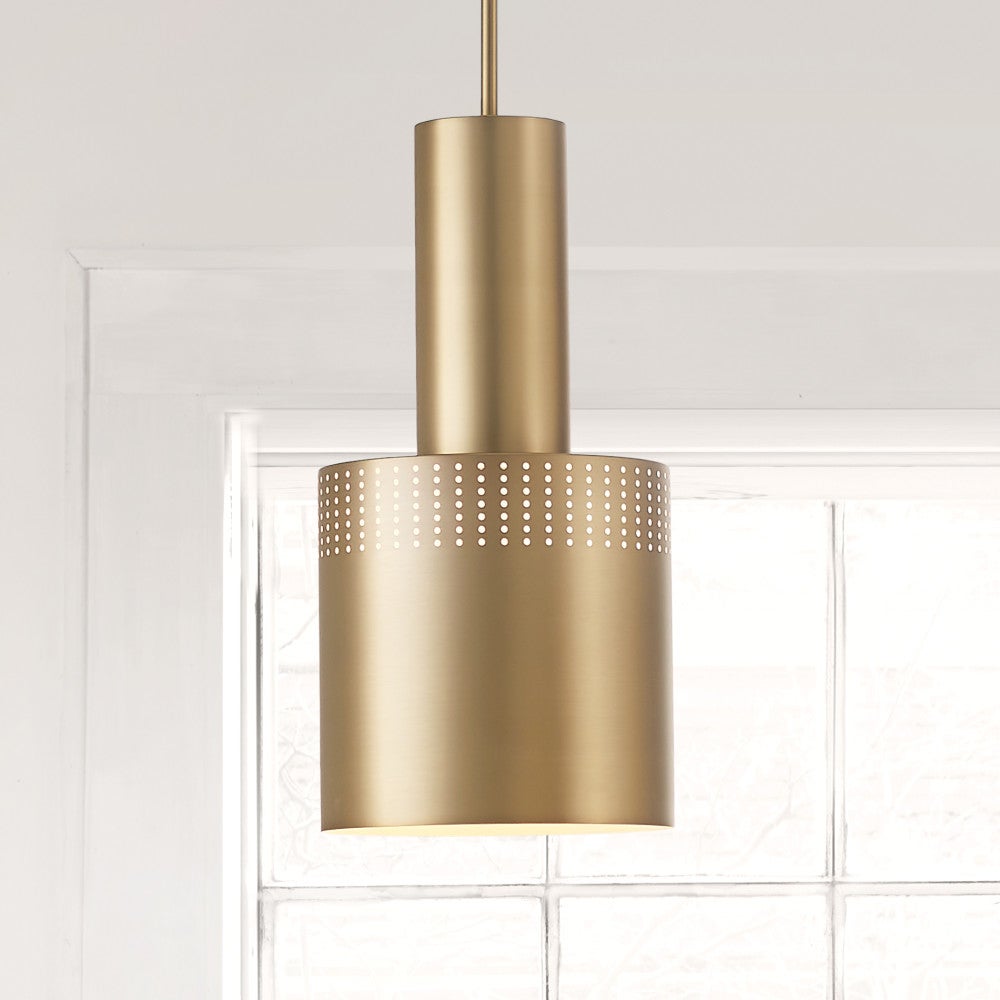 Lark 83687LCB Casey Metal Shade Pendant in Lacquered Brass