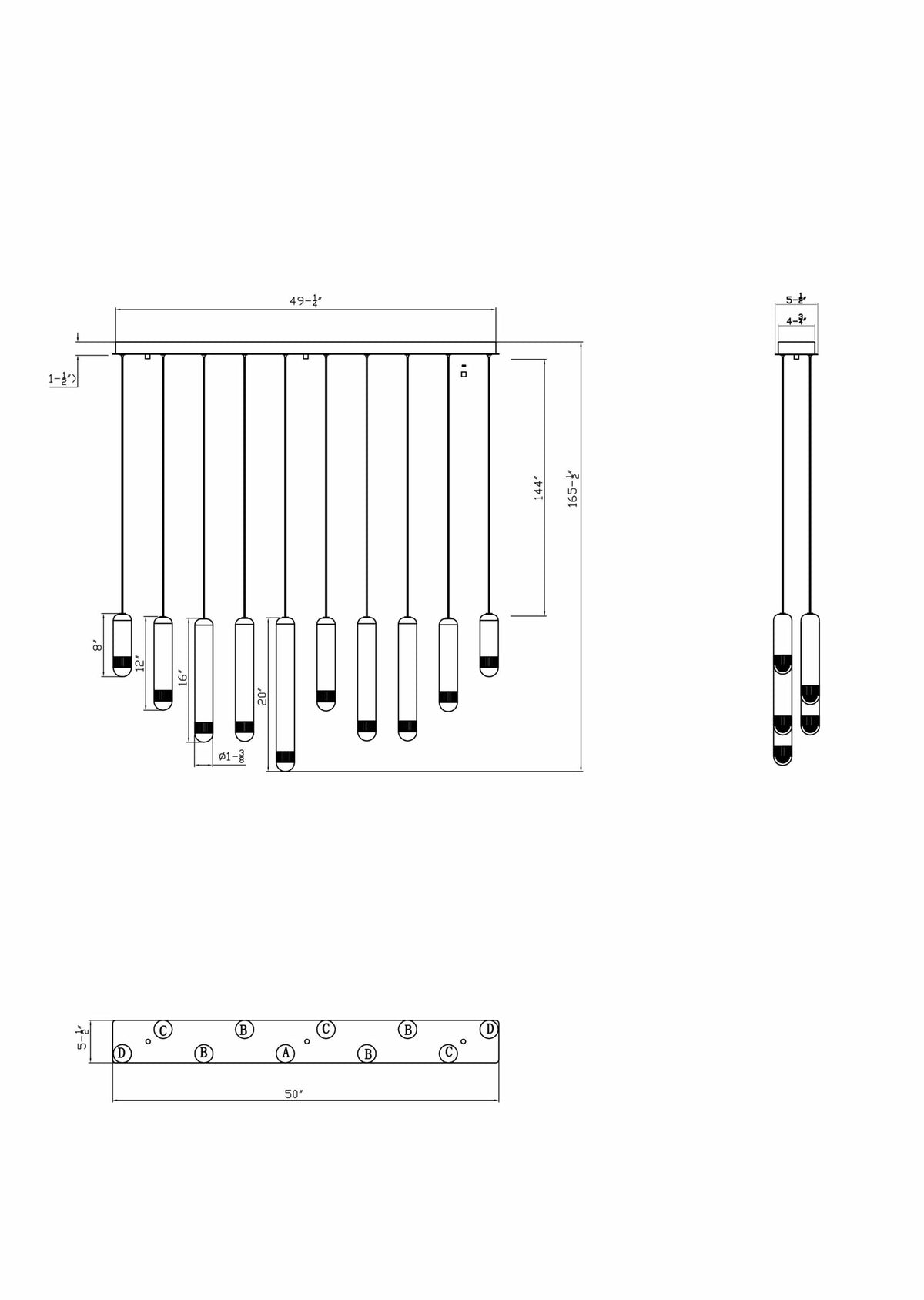 Eurofase 50129-010 Cambre LED Linear Chandelier in Matte Black