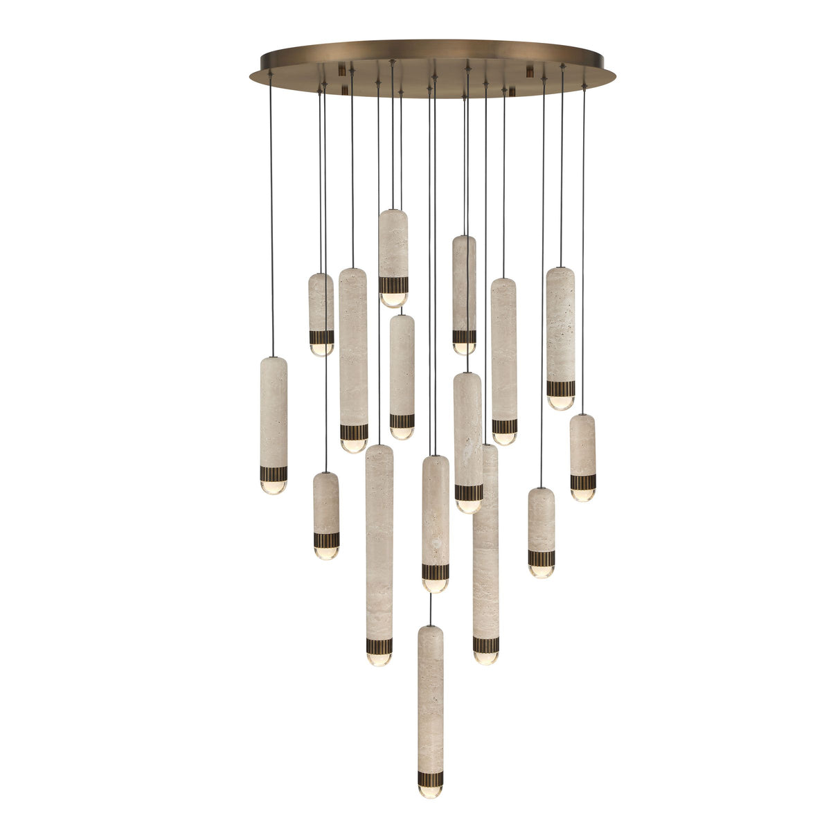 Europhase 50131-020 Cambre LED Suspendu multi-luminaire en laiton antique