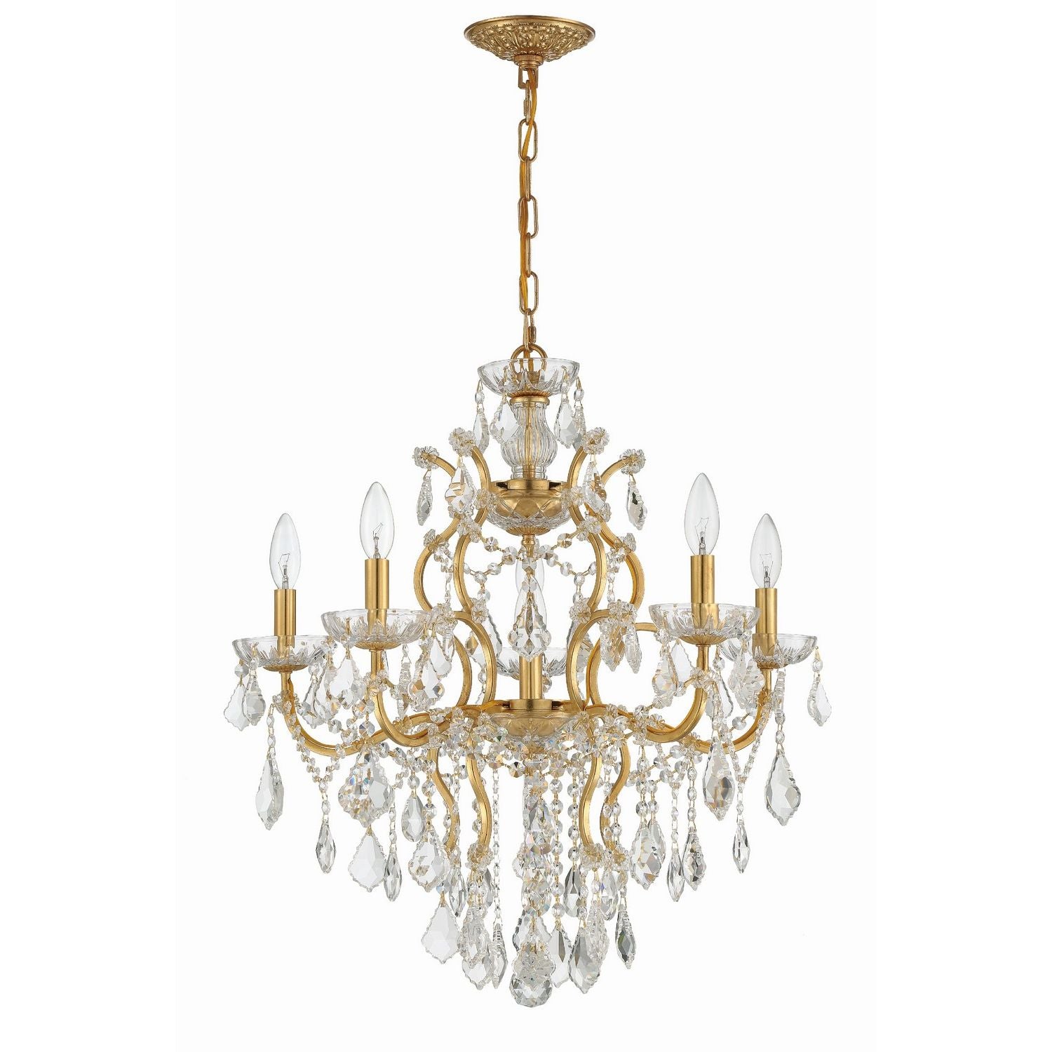 Crystorama - 4455-GA-CL-MWP - Six Light Chandelier - Filmore - Antique Gold