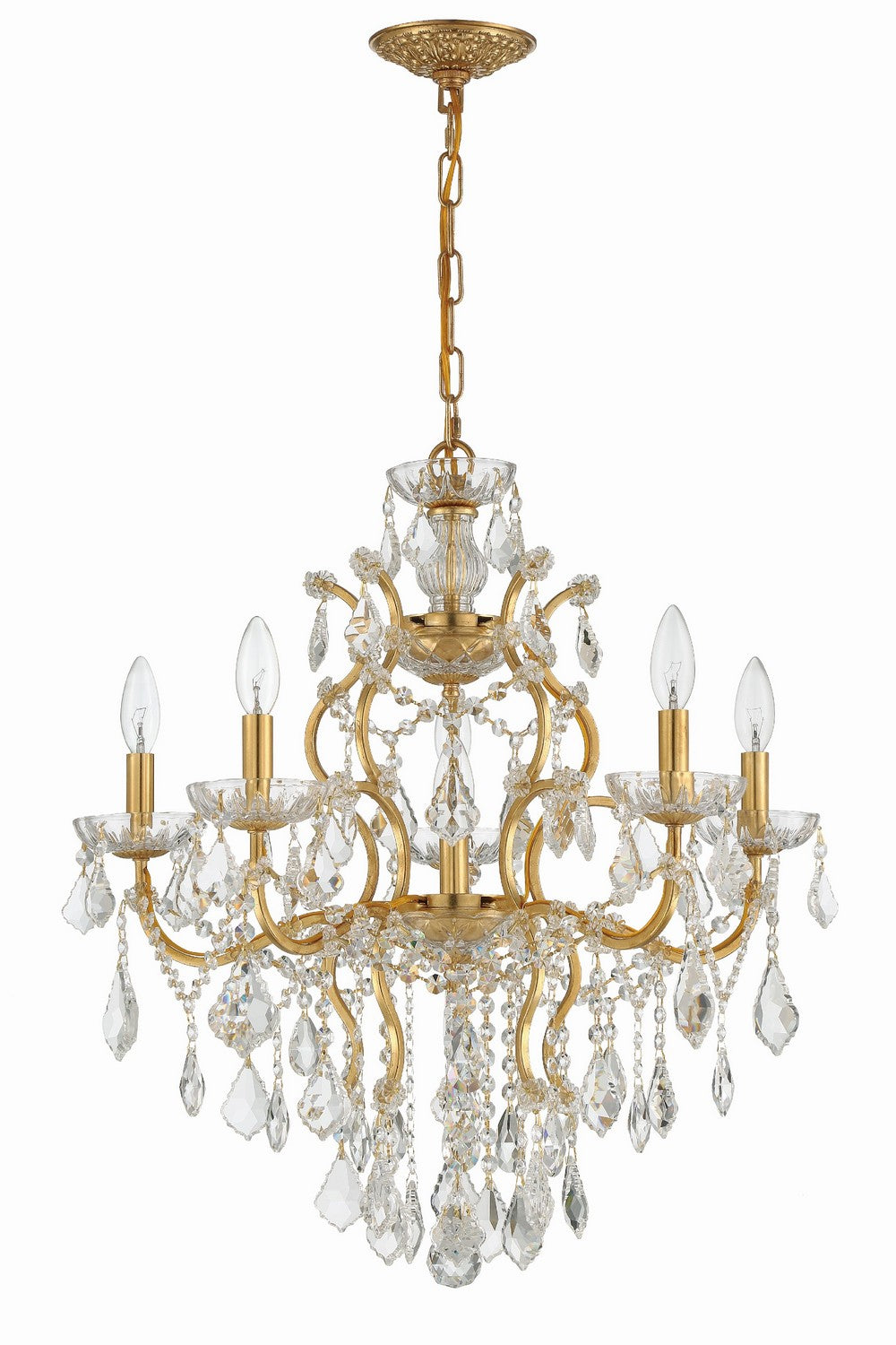 Crystorama - 4455-GA-CL-MWP - Six lumières Suspendu - Filmore - Or antique