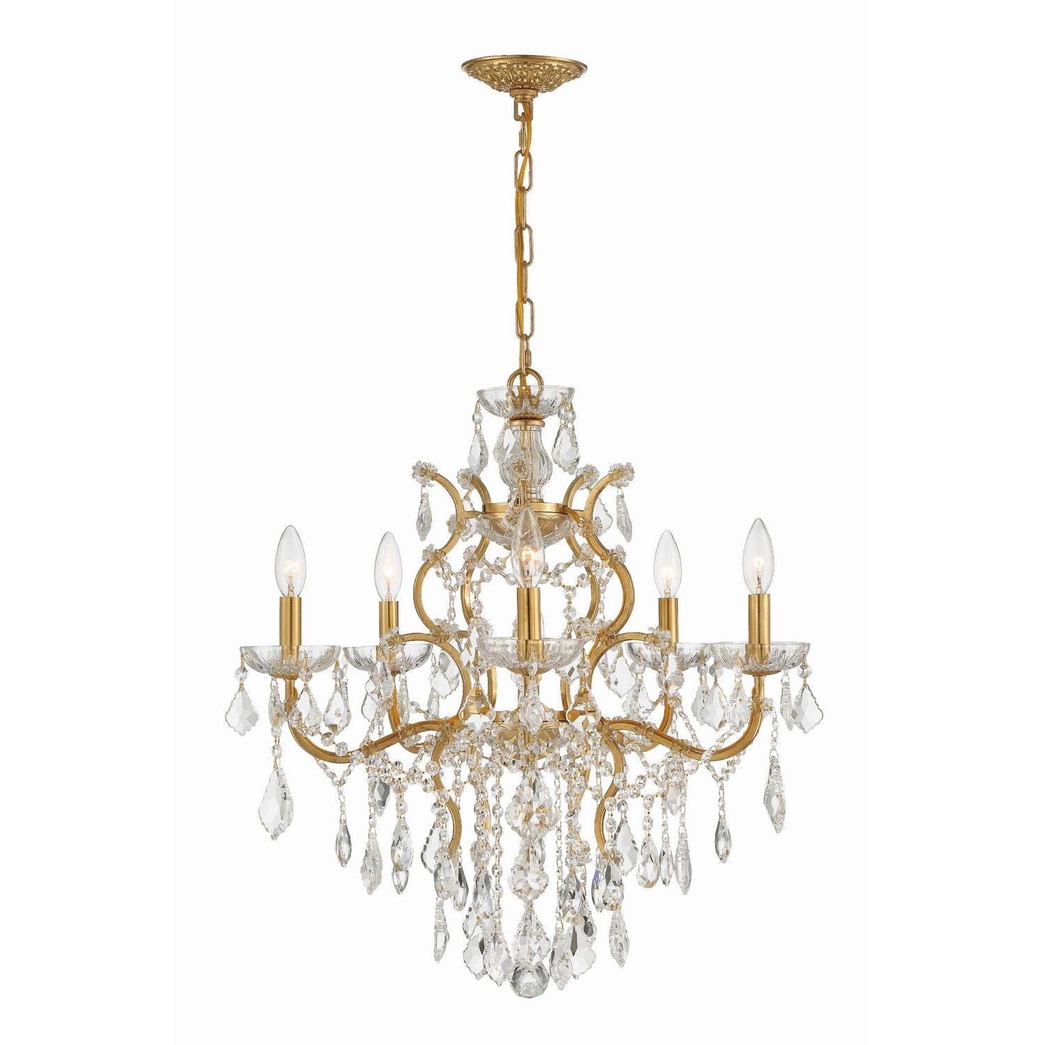 Crystorama - 4455-GA-CL-MWP - Six Light Chandelier - Filmore - Antique Gold