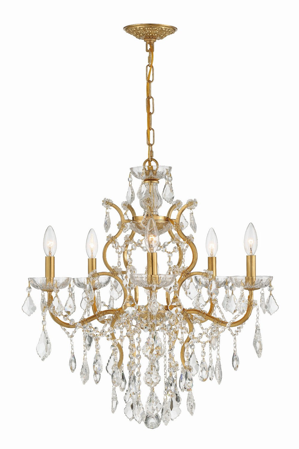 Crystorama - 4455-GA-CL-MWP - Six lumières Suspendu - Filmore - Or antique