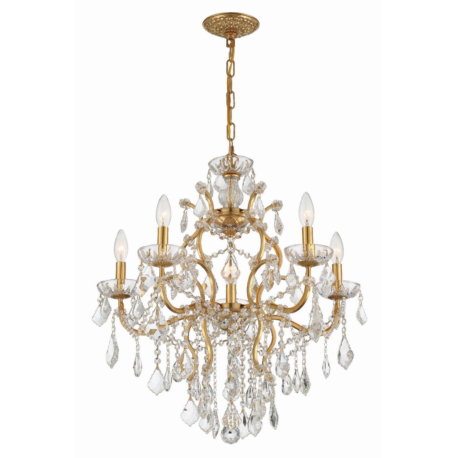 Crystorama - 4455-GA-CL-MWP - Six Light Chandelier - Filmore - Antique Gold