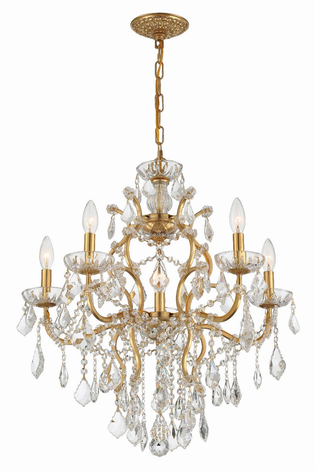 Crystorama - 4455-GA-CL-MWP - Six lumières Suspendu - Filmore - Or antique