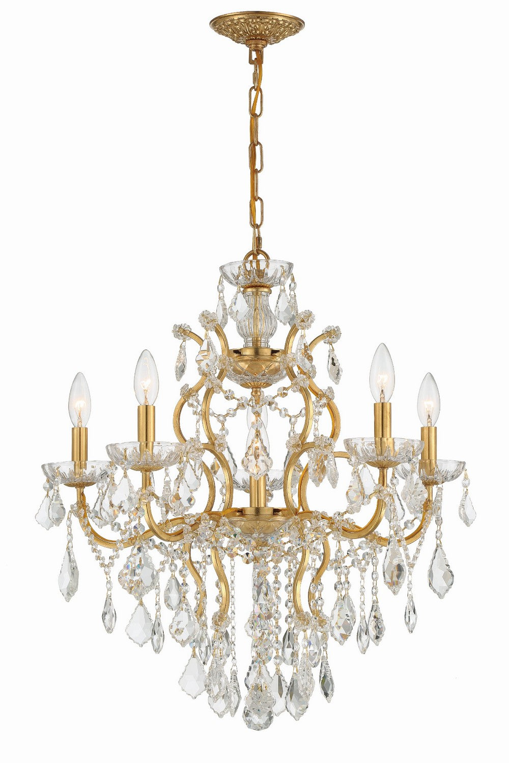 Crystorama - 4455-GA-CL-S - Six lumières Suspendu - Filmore - Or antique