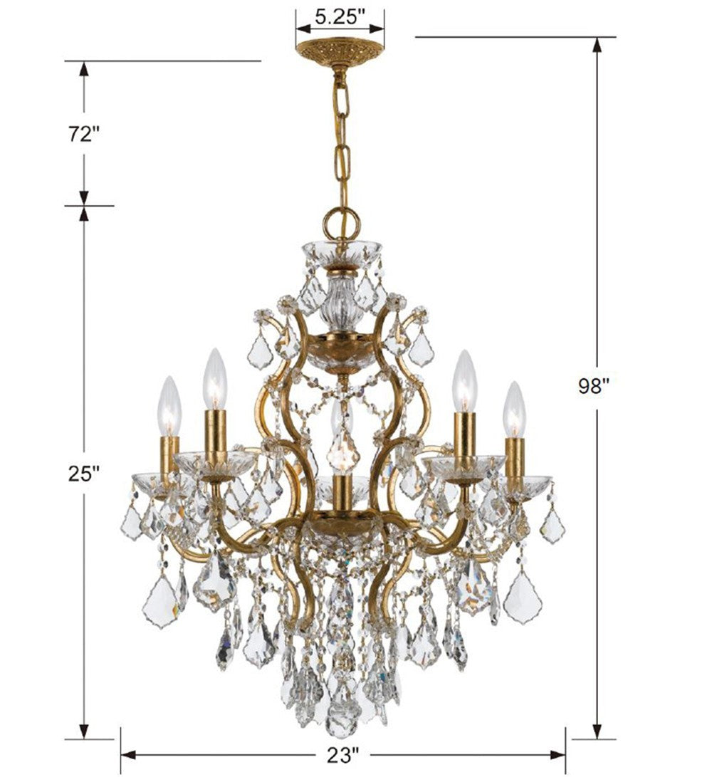 Crystorama - 4455-GA-CL-SAQ - Six lumières Suspendu - Filmore - Or antique