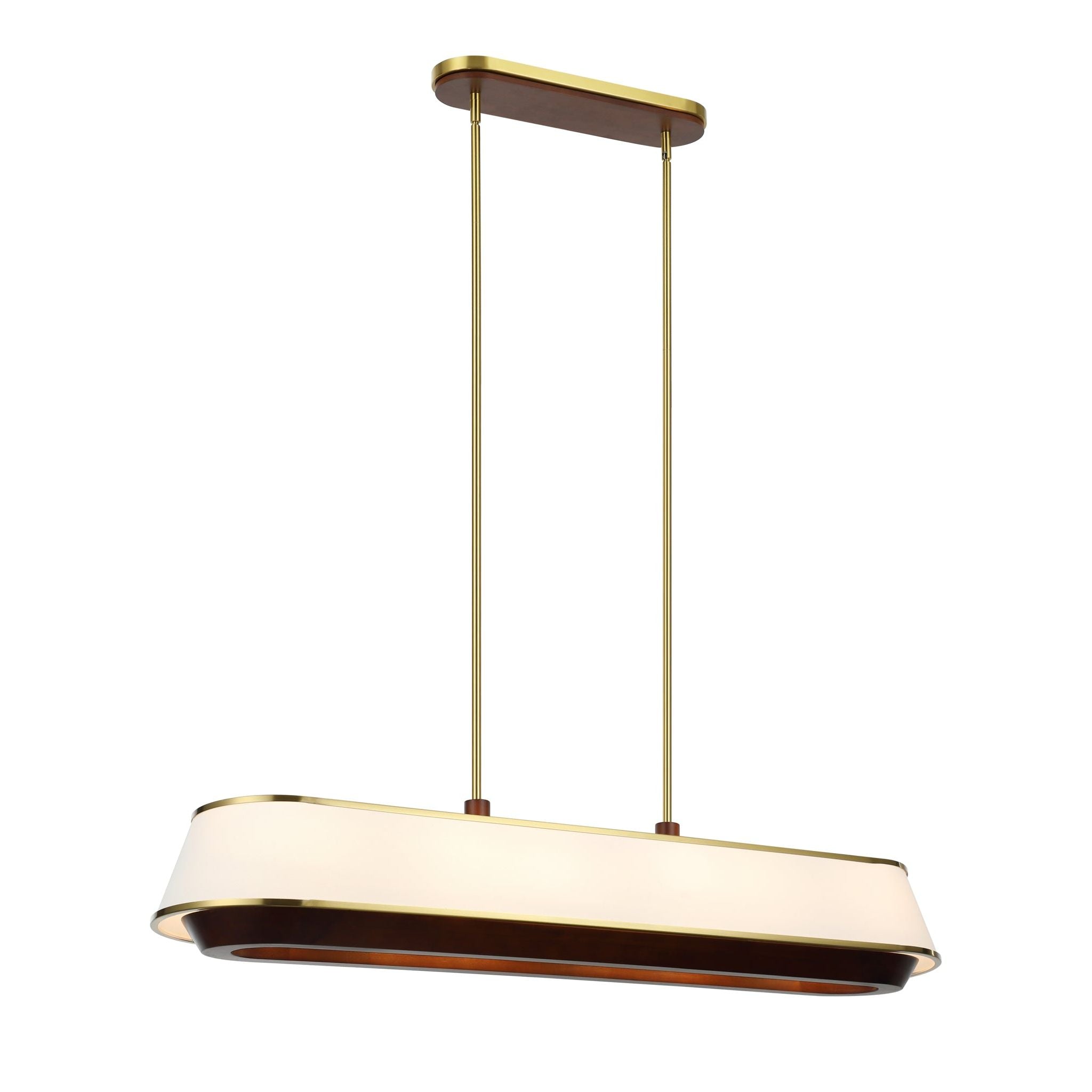 Varaluz - 520N06SBW - Six Light Linear Pendant - Desert Flyer - Satin Brass/Medium Walnut