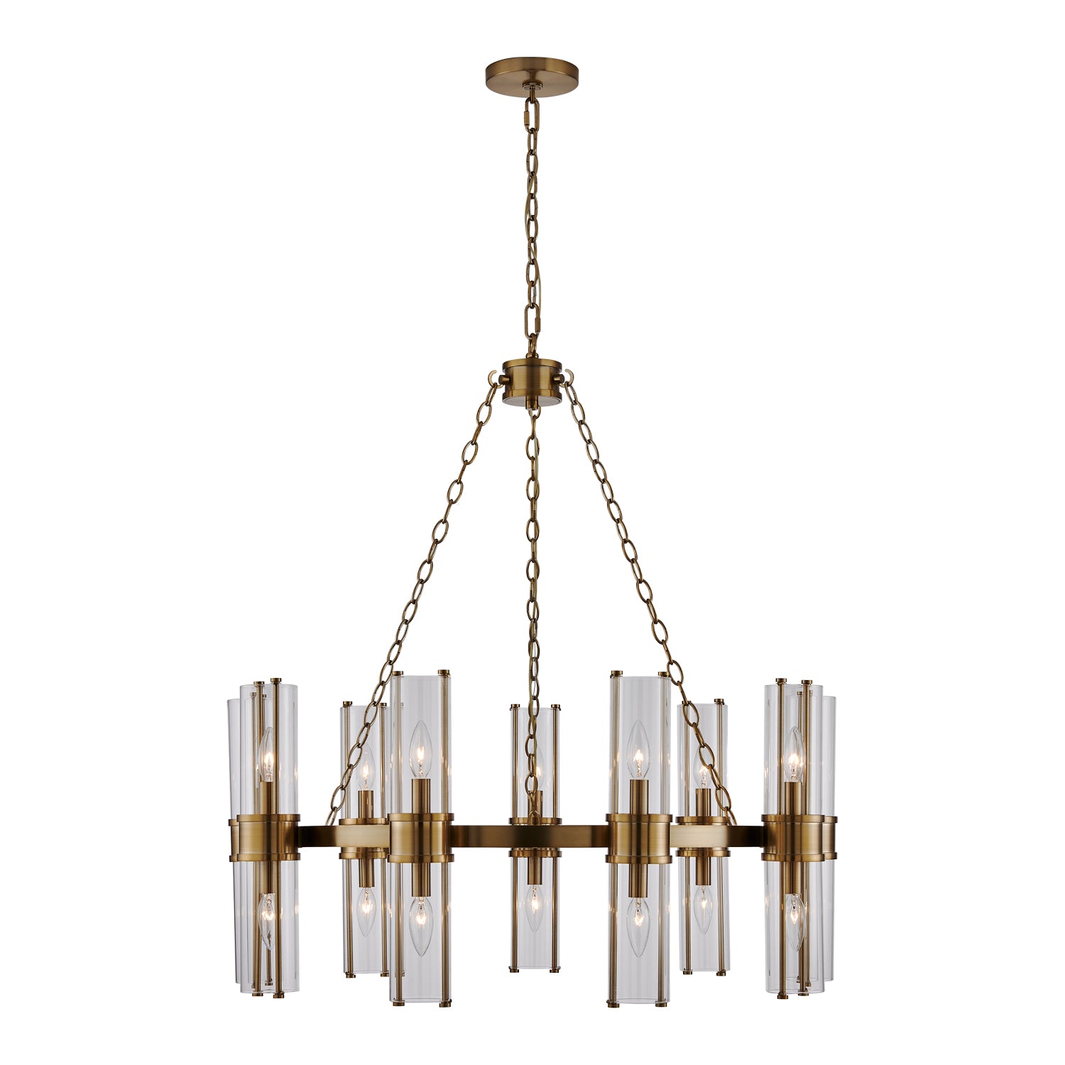 Kalco - 521355VGB - 12 Light Chandelier - Duet - Vintage Brass