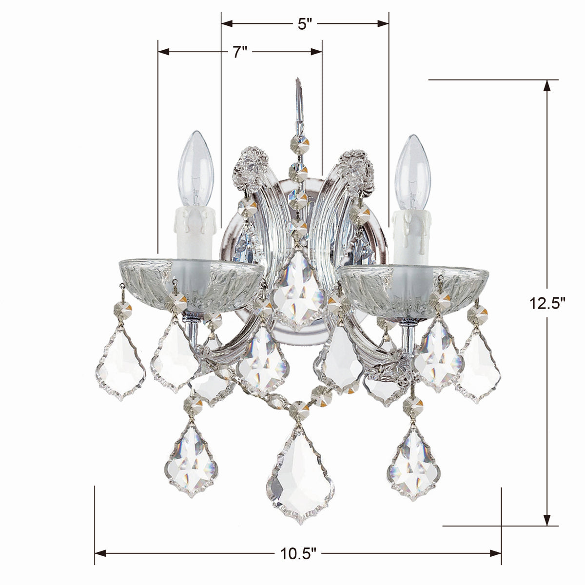 Crystorama - 4472-CH-CL-MWP - Deux lumières Murale - Maria Theresa - Chrome poli