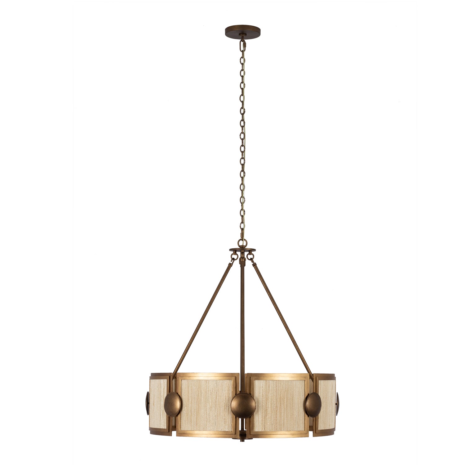 Kalco - 526855PABMG - Six Light Pendant - Button - Pearlized Antique Brass/Modern Gold