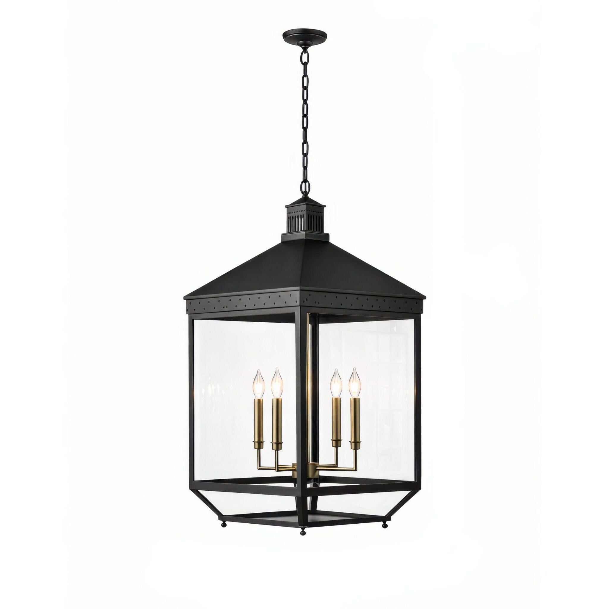 Varaluz - 547P04LAZNCATB - Quatre lumières Suspension - Manoir de Minuit - Zinc noirci/Bronze antique