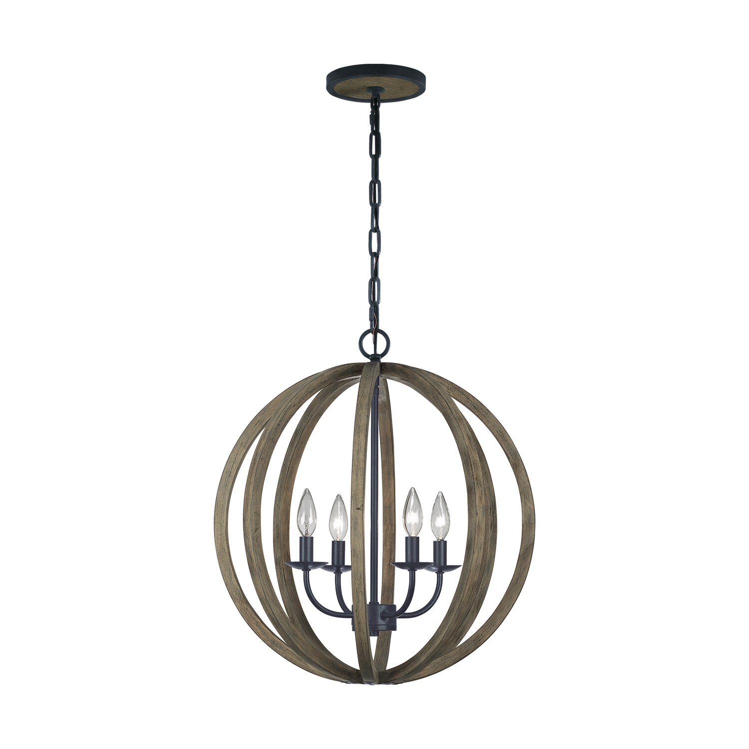 Visual Comfort Studio Canada - F2935/4WOW/AF - Four Light Pendant - Allier - Weathered Oak Wood / Antique Forged Iron