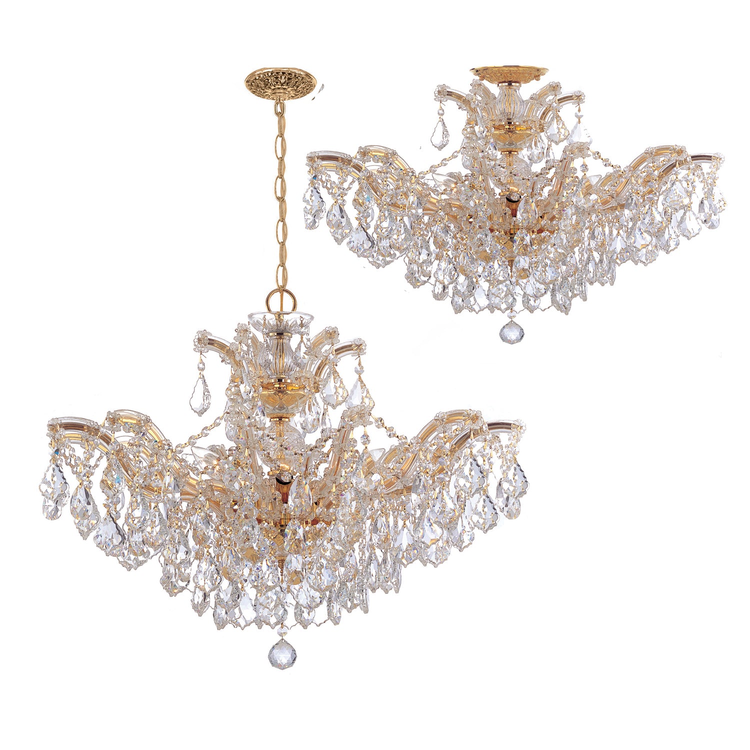 Crystorama - 4439-GD-CL-MWP_PLAFOND - Semi-silencieux à six lumières Plafonnier - Marie-Thérèse - Or
