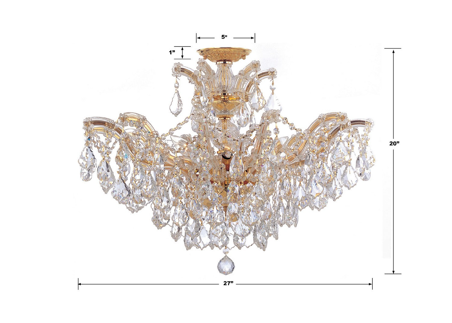Crystorama - 4439-GD-CL-MWP_PLAFOND - Semi-silencieux à six lumières Plafonnier - Marie-Thérèse - Or