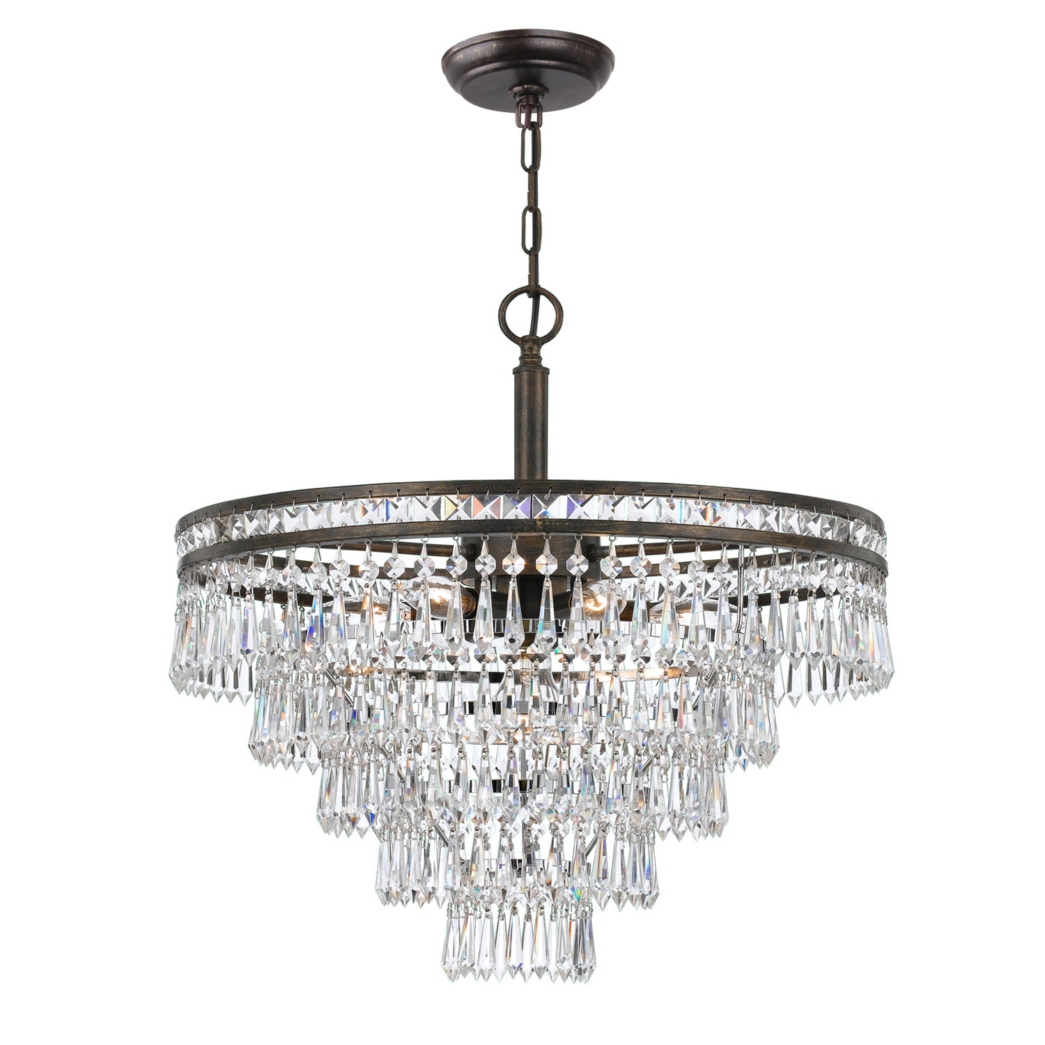 Crystorama - 5264-EB-CL-MWP - Sept Lumières Suspendu - Mercer - Bronze anglais