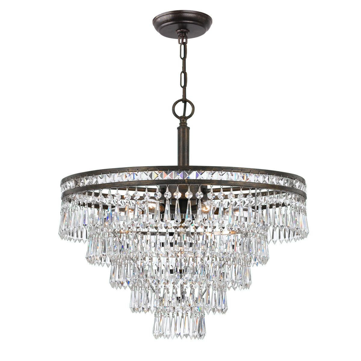 Crystorama - 5264-EB-CL-MWP - Sept Lumières Suspendu - Mercer - Bronze anglais