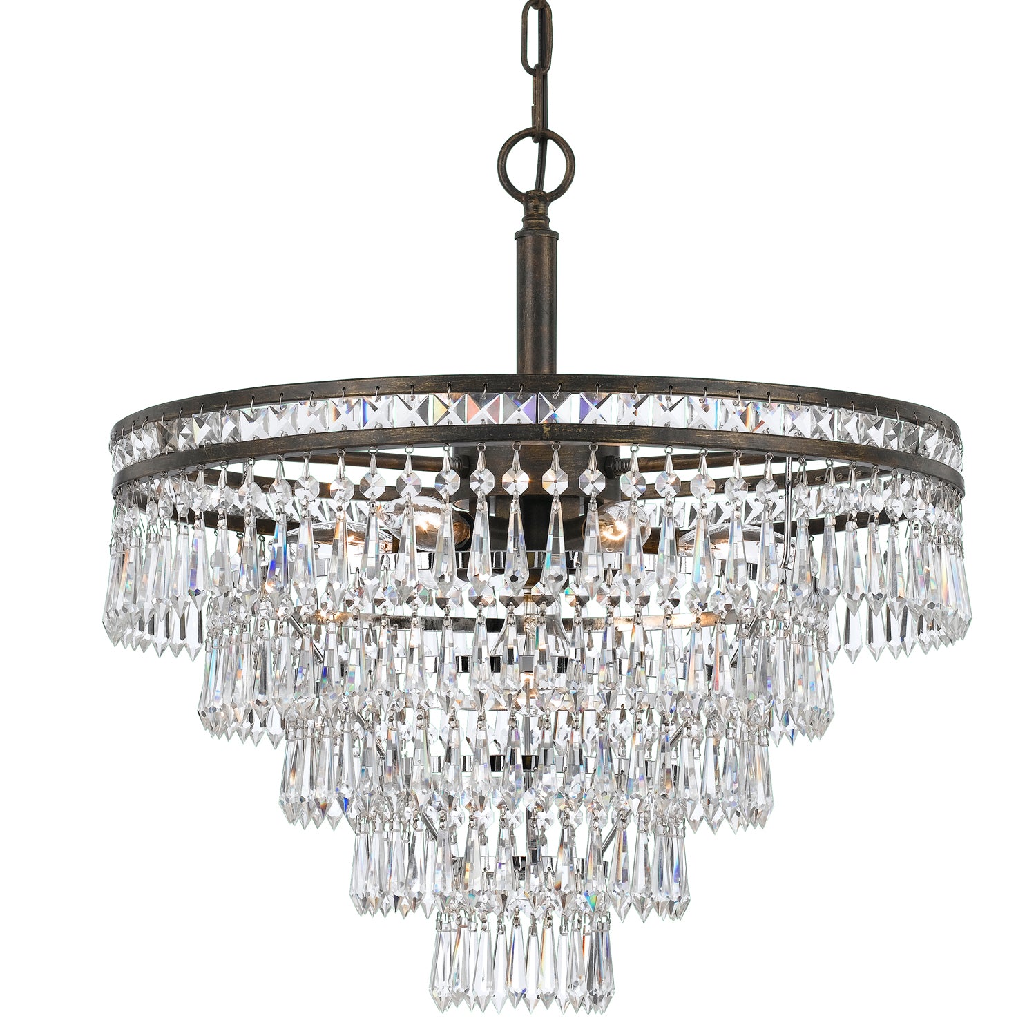 Crystorama - 5264-EB-CL-MWP - Sept Lumières Suspendu - Mercer - Bronze anglais