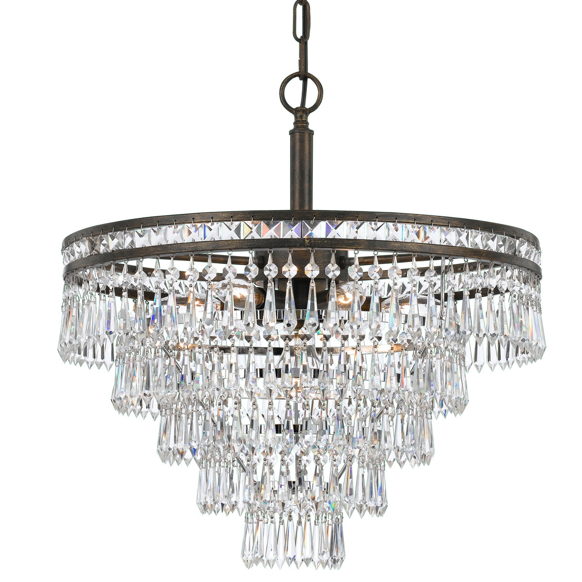 Crystorama - 5264-EB-CL-MWP - Sept Lumières Suspendu - Mercer - Bronze anglais
